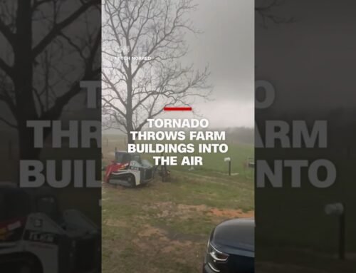 Tornado in Alabama throws farm buildings into the air