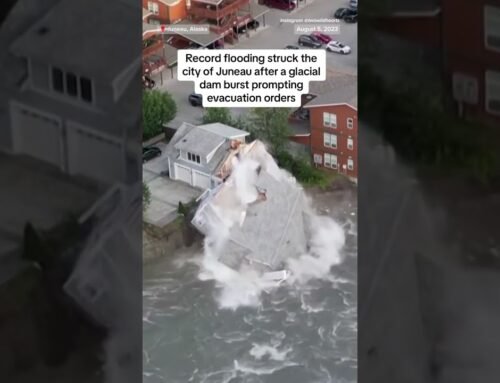 Watch the moment a house collapses into a river in Alaska