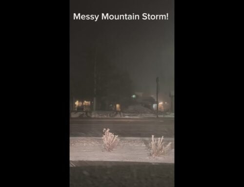 Mountain snow falls in Colorado mountains west of Denver
