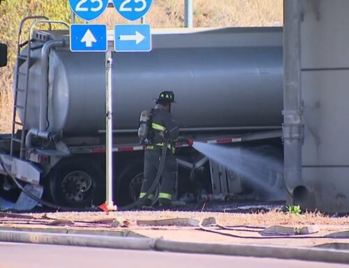 Fatal tanker truck crash spreads fuel beneath I-25 in Denver