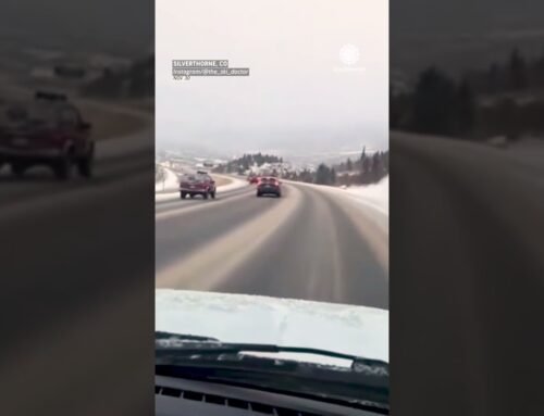 Subaru Slides off Snowy Road in Colorado