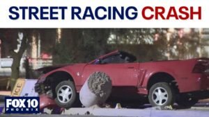 5 people ejected from Mustang during street racing crash l FOX 10 Pho…
