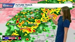 Snow, ice, and thunderstorms in Alabama’s weekend forecast ahead of a dangerously cold Arctic blast.