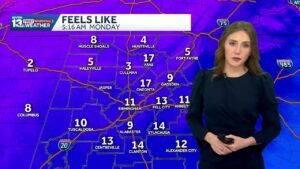 Possible black ice with intense cold in Alabama