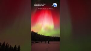 Photographer captures ‘incredible’ red and green aurora in Alaska
