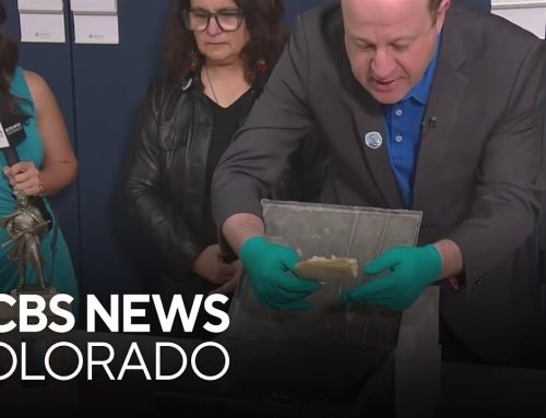 Gov. Jared Polis opens box from 1907 found underneath statue at Colorado State Capitol