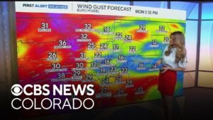 Elevated fire weather across Colorado on Monday with rain and snow arriving on Tuesday