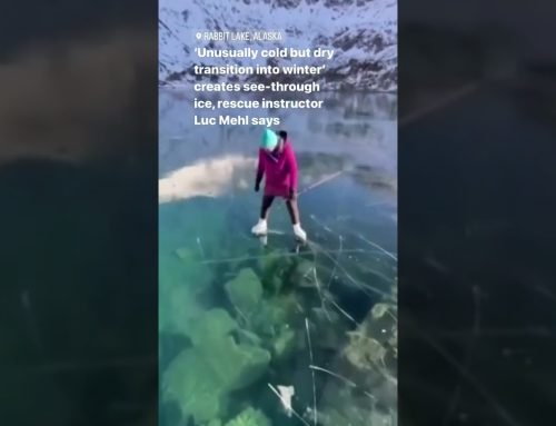 Unusual weather conditions turned a lake into transparent ice with a view in #Alaska.