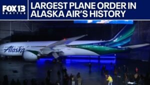 Alaska Airlines order more than 100 Boeing jets, largest order in company history.