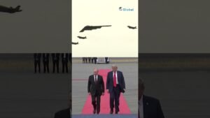 Alaska Summit: B-2 stealth bombers flyover as Trump greets Putin | #shorts #trump #putin #alaska