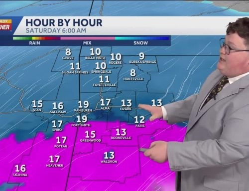 Snow falling in Northwest Arkansas and the River Valley early Saturda…