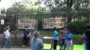 Arkansas renters advocates protest outside Governor’s Mansion
