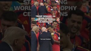 Trump remains on stage during World Cup trophy celebrations
