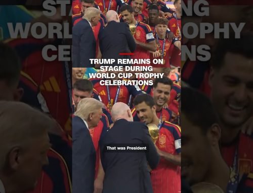 Trump remains on stage during World Cup trophy celebrations
