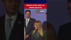 Italian PM Giorgia Meloni Looks Away As US President Trump Walks By At NATO Summit #shorts