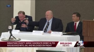 Sebastian County, Arkansas judge candidate Denny Altes was booked int…
