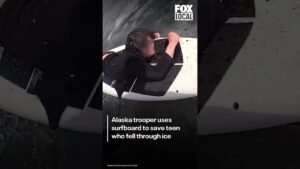 Watch: Alaska trooper uses surfboard to save teen who fell through ice