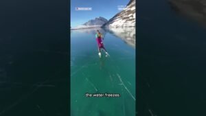 Skating over a glassy lake in Alaska