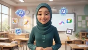 Teacher creating video with AI