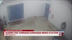 VIDEO: Suspected tornado damages news station in Alabama
