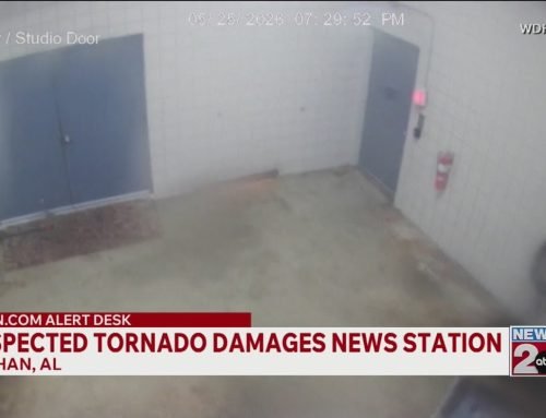 VIDEO: Suspected tornado damages news station in Alabama