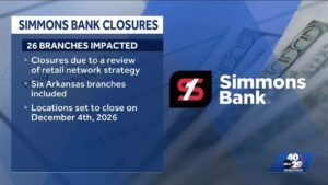 Simmons Bank closing six branches in Arkansas