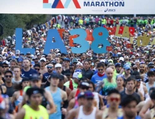 Undeterred by weather runners take to the streets for the 38th L.A. Marathon