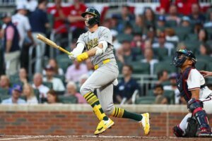 Shea Langeliers homers again as Athletics get first win, beat Braves | Athletics