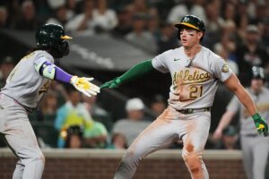 Carlos Cortes goes 4 for 5 as Athletics beat the Seattle Mariners, take AL West first place | Athletics