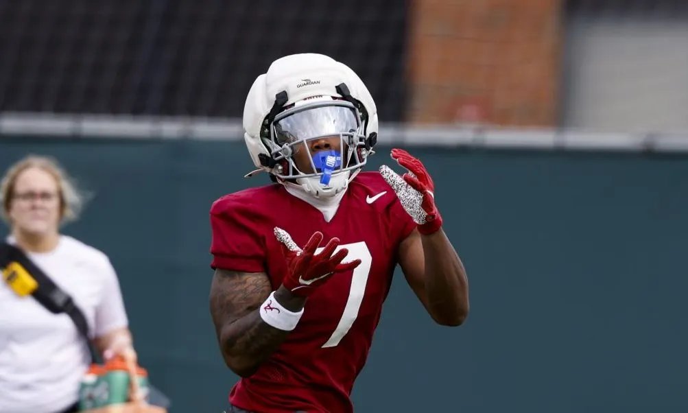 Alabama WR Rico Scott (#7) is one of multiple players the Tide will lean on to replace Germie Bernard in the fall.