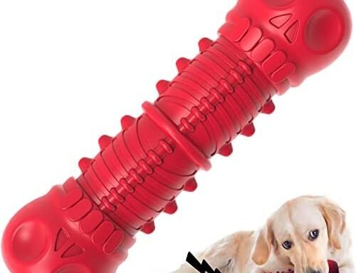 ZIKATON Dog Squeaky Toys for Aggressive Chewers, Indestructible Dog Chew Toys for Large Medium Breed Dog, Indestructible Dog Toys, Tough Durable Dogs Toys with Natural Rubber (Red)