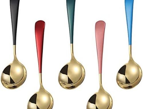 Metal Soup Spoons,Stainless Steel Spoons for Soup Round Colorful Dinn…