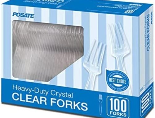 POSATE Heavy Weight Plastic Forks, Clear Disposable, 100 Pack