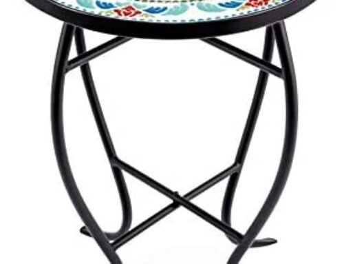 VONLUCE 21″ Mosaic Plant Stand, 14 Inch Round Side Table with Ceramic…