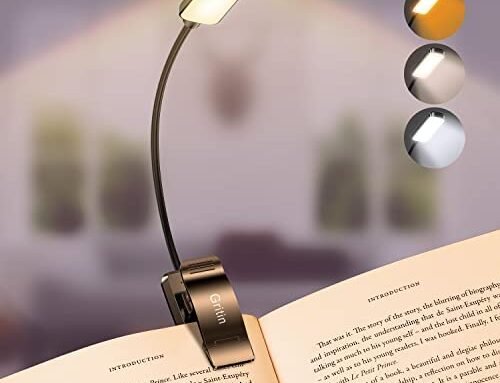 Gritin 9 LED Rechargeable Book Light for Reading in Bed – Eye Caring 3 Color Temperatures,Stepless Dimming Brightness,12+Hrs Runtime Small Lightweight Clip On Book Reading Light for Kids,Studying