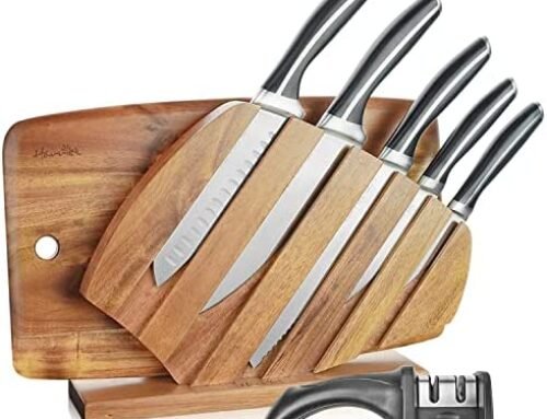 Harriet Knife Set – 7 Pieces Kitchen Knife Set with Cutting Board & Sharpener, High-Carbon Stainless Steel Knife Block Set, Chef Knife Set with Acacia Wood Knife Block