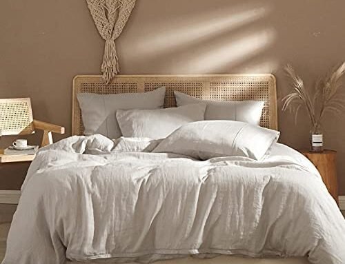 Ivellow Pure Linen Duvet Cover Set 100% Washed French Flax Natural Li…
