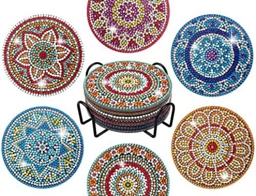 Temlum 6 Pcs Diamond Painting Coasters with Holder, DIY Mandala Coasters Diamond Art Kits for Beginners, Adults & Kids Small Diamond Painting Craft Supplies