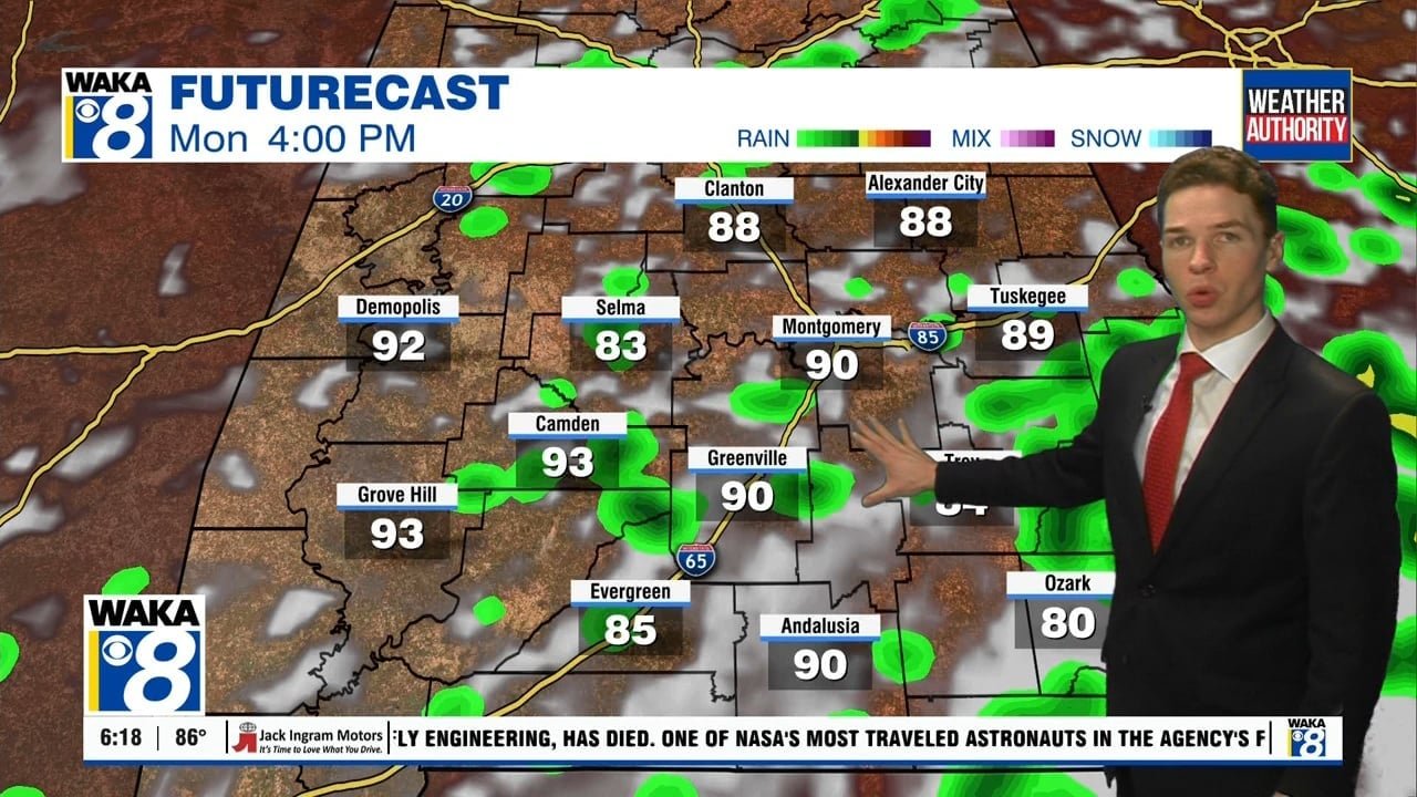 Not much rain Sunday, higher rain chances early next week - WAKA 8