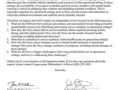 After Reports of Suicide Attempts at Sea, Reps. James Walkinshaw (D-V…