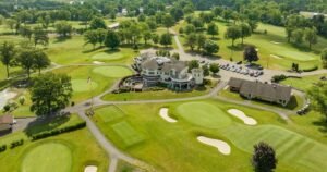 An aerial view of the clubhouse at Corning Country Club, which will w…