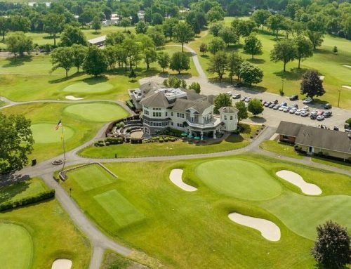 An aerial view of the clubhouse at Corning Country Club, which will w…