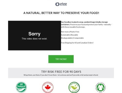 Etee Reusable Food Wraps, New Page, High Conv % and AOV