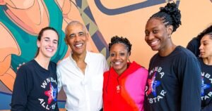 Fever All-Stars take photo with former President Barack Obama