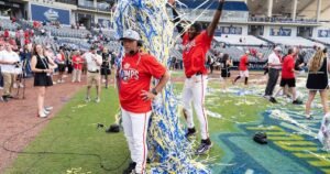 Georgia Bulldog’s Tre Phelps (1) tosses confetti as Georgia Bulldogs …