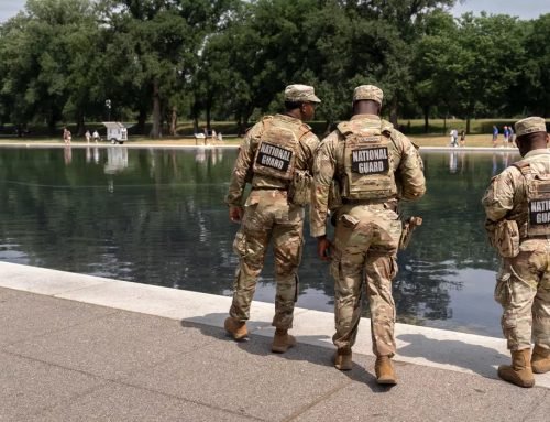 Patrols and nanobubbles continue at the Reflecting Pool as Trump look…