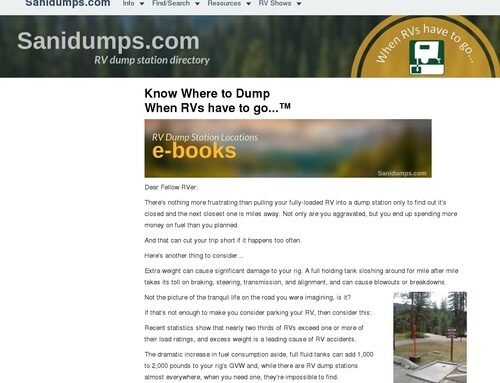 Sanidumps: Order eBooks for RV dump stations