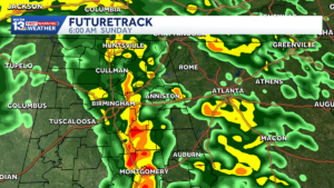 Scattered showers and thunderstorm return to Alabama Sunday