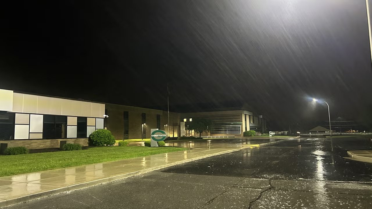 Severe storm damages Greenwood Community High School auditorium