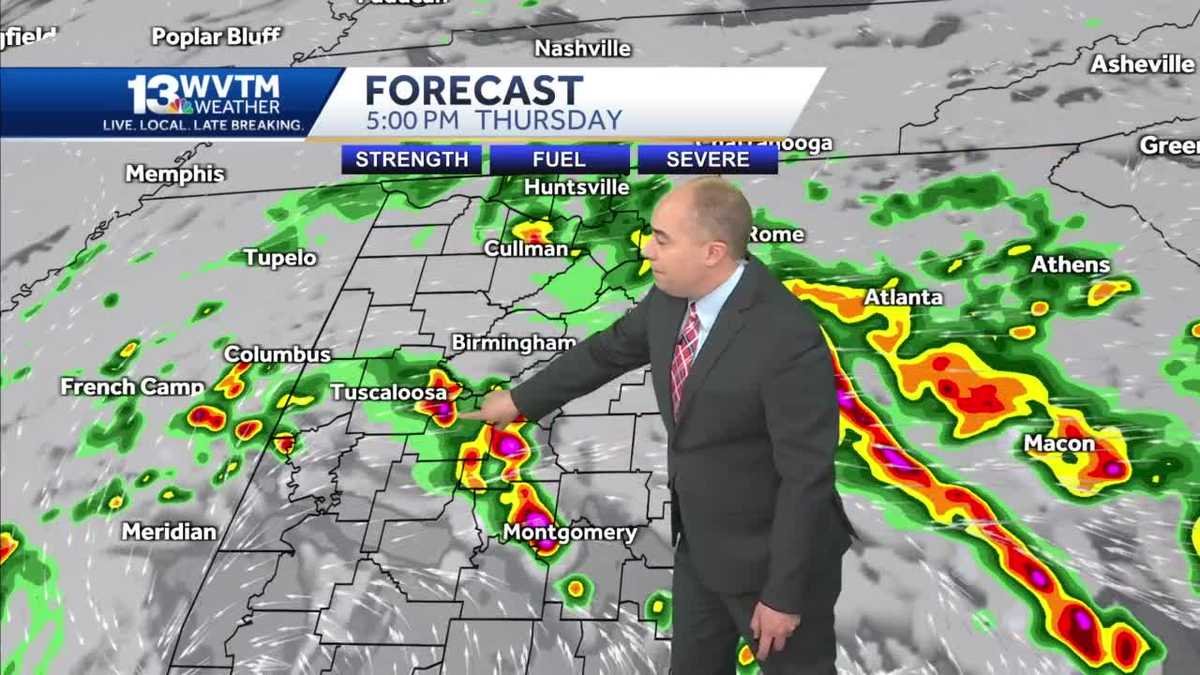 Strong storms expected across Central and South Alabama Thursday